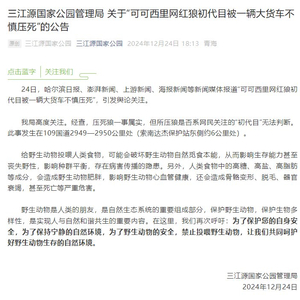 网红狼被大货车不慎压死，官方通报