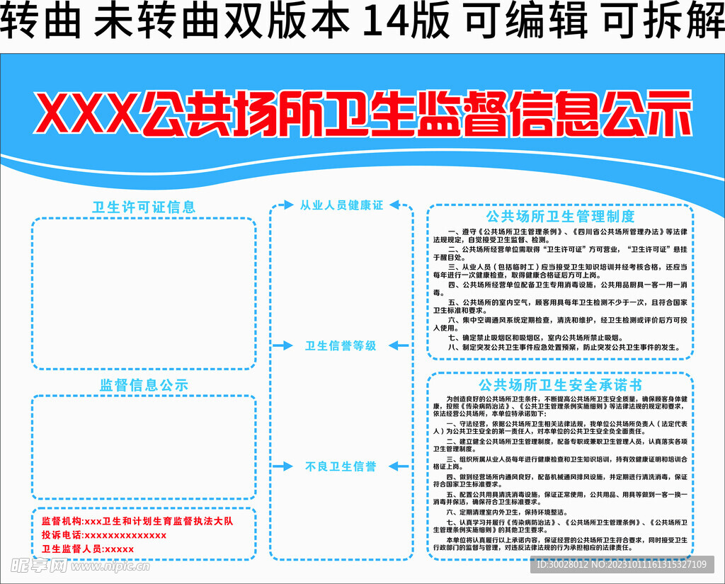 公共场所卫生监督信息公示栏，透明监督共创卫生文明社会