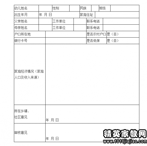 困难学生家庭补助申请书