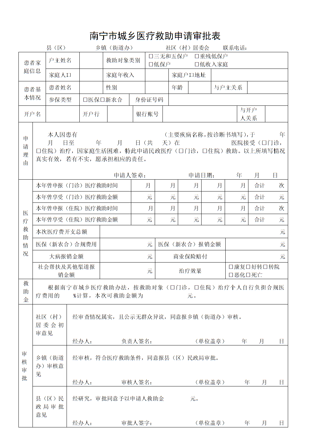 医疗救助申请表图片及其重要性详解